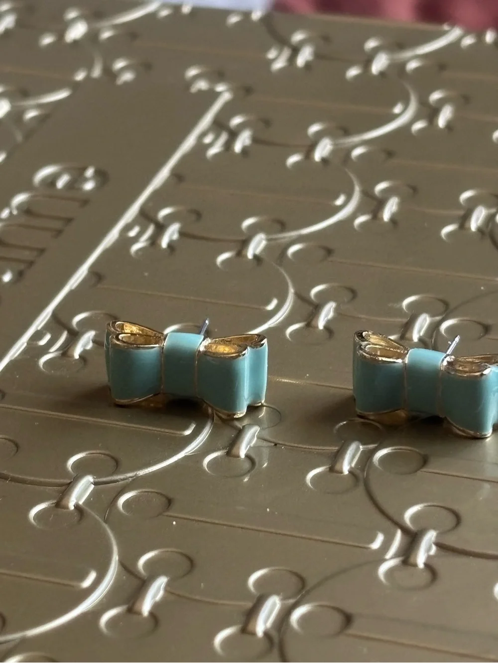 kate spade Mint and Gold Bow Stud Earrings - Women Jewelry